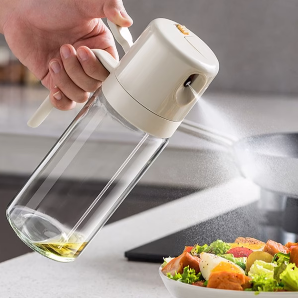 Dispenser pentru Ulei, Flippy, prin Curgere si Pulverizare, Deschidere si Inchidere Automata a Rezervorul, 550mL, 11.4x7.8x22.8cm, Gri - imagine 10