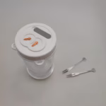Borcan pentru Muraturi, Flippy, cu Separator pentru Lichide, Ermetic, Termorezistent, Tip Clepsidra, 2 Furculite Incluse, ABS, Alb, 18x9x9 cm - imagine 6