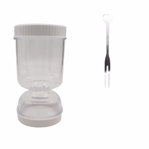 Borcan pentru Muraturi, Flippy, cu Separator pentru Lichide, Ermetic, Termorezistent, Tip Clepsidra, 2 Furculite Incluse, ABS, Alb, 18x9x9 cm - imagine 11