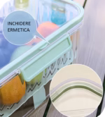Cutie de Depozitare Portabila, Flippy, cu Separator pentru Gheata si Scurgere, Mentine Rece, Caserola Pranz, 25x16.5x11.5 cm, Gri/Transparent - imagine 8