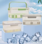 Cutie de Depozitare Portabila, Flippy, cu Separator pentru Gheata si Scurgere, Mentine Rece, Caserola Pranz, 25x16.5x11.5 cm, Gri/Transparent - imagine 13