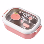 Cutie pentru Pranz sau Gustari, Flippy, cu Doua Compartimente, pentru Copii si Adulti, Etansare, PP, Perfect pentru Scoala si Birou, 1000 mL, 22.5x14.5x8 cm, Roz - imagine 10