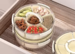 Cutie de Depozitare pentru Alimente, Flippy, cu 6 Compartimente, pentru Condimente, Fructe, Legume, cu Manere de Prindere, Rotativa 360 de Grade, Inchidere Ermetica, 32x8 cm, Alba - imagine 19