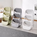 Suport - Organizator pentru Tacamuri, Flippy, 3 Compartimente, Suport pentru Cosmetica, Ustensile, Material PP Durabil, 33 x 16 x 15 cm Verde - imagine 7