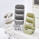 Suport - Organizator pentru Tacamuri, Flippy, 3 Compartimente, Suport pentru Cosmetica, Ustensile, Material PP Durabil, 33 x 16 x 15 cm Verde - imagine 8