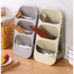 Suport - Organizator pentru Tacamuri, Flippy, 3 Compartimente, Suport pentru Cosmetica, Ustensile, Material PP Durabil, 33 x 16 x 15 cm Verde - imagine 10