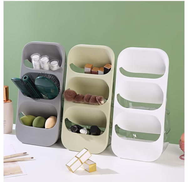 Suport - Organizator pentru Tacamuri, Flippy, 3 Compartimente, Suport pentru Cosmetica, Ustensile, Material PP Durabil, 33 x 16 x 15 cm Verde - imagine 11