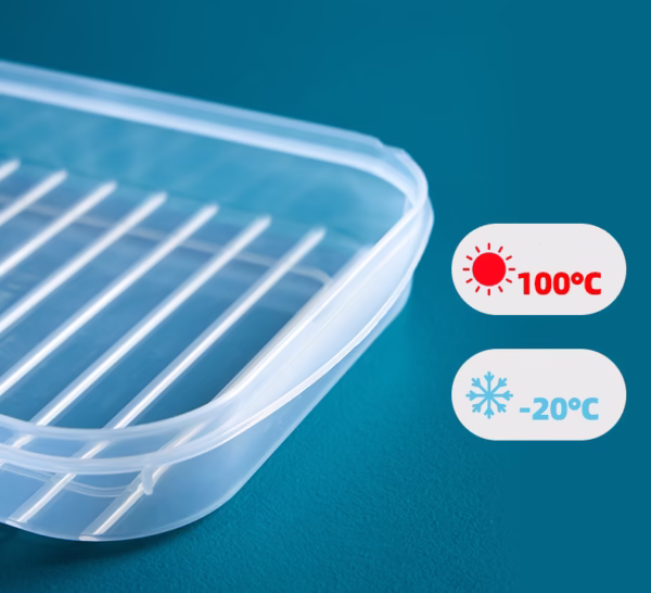 Cutie de depozitare de uz casnic, Flippy, Caserola pentru Frigider, Rezistenta la umiditate, Rezervor Sigilat pentru Depozitare Alimentara, 24.5 x 18.5 x 3.5cm, Alb Transparent - imagine 11