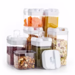 Cutie de Depozitare Alimente, Flippy, Cutie de Depozitare tip Container pentru Bucatarie, cu Capac, Inchidere Ermetica, Cutie pentru Cereale, 10.5 x 10 x 10 cm, volum 0.5 L, Alb - imagine 5