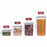 Cutii de depozitare alimente, Flippy, Set din 7 Cutii pentru Condimente, Cereale, Cutii pentru Bucatarie, din Plastic PP, Cutii Alimentare, Diferite Dimensiuni, Transparente - imagine 8