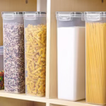 Set 4 Recipiente din Plastic, Flippy, pentru Alimente/Obiecte, Inchidere Ermetica, 4 x 2.8l, Transparent - imagine 9