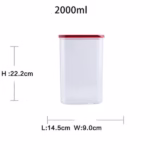 Set 5 Cutii de Depozitare Alimente, Flippy, Capac Alb, din ABS+Silicon, 23 x 15 x 27 cm, Transparent - imagine 12
