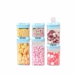 Set 6 Cutii de Depozitare Alimente, Flippy, 2 x 500ml, 2 x 800ml, 2 x 1200ml, Capac Albastru, din PP+PET, Inchidere Ermetica, Transparent - imagine 11