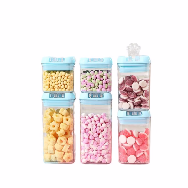 Set 6 Cutii de Depozitare Alimente, Flippy, 2 x 500ml, 2 x 800ml, 2 x 1200ml, Capac Albastru, din PP+PET, Inchidere Ermetica, Transparent - imagine 11
