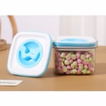 Cutie de Depozitare pentru Bucatarie, Flippy, 600 ml, din ABS+PET+Silicon, Capac Alb/Albastru, 11.5 x 8 x 8 cm, Transparent - imagine 6