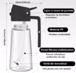 Recipient Ulei, Flippy, 2in1, Functie Spray/Turnare, din Sticla, 470 ml, Fara Scurgere, Negru - imagine 7