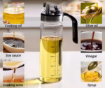 Sticla de ulei etansa cu deschidere inchidere, Flippy, Dispenser de ulei de bucatarie, Sos de soia, Otet, 500 ml, Transparent - imagine 5