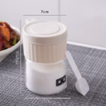 Recipient Condimente, Flippy, din Stilca, 180 ml, cu Maner si Lingurita, 10.6 x 7 x 7 cm, Capac Mat, Alb - imagine 8