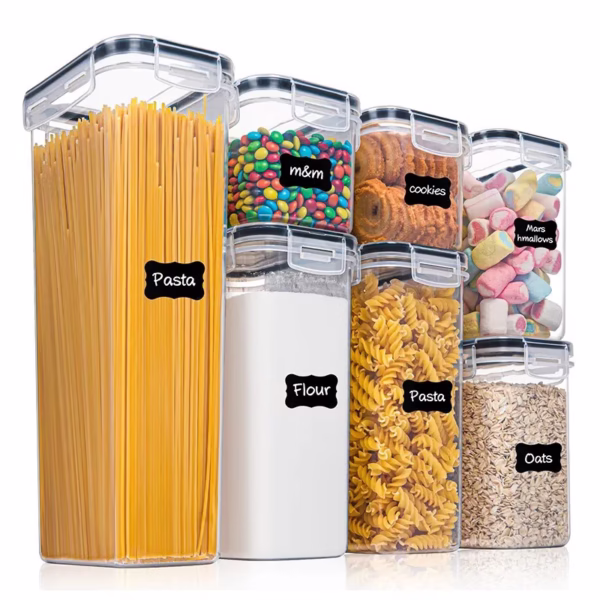 7-piece-food-storage-box-set-main-674188109a9c2 Cutii de depozitare alimente, Flippy, Set din 7 Cutii pentru Condimente, Cereale, Cutii pentru Bucatarie, din Plastic PP, Cutii Alimentare, Diferite Dimensiuni, Transparente - imagine 1