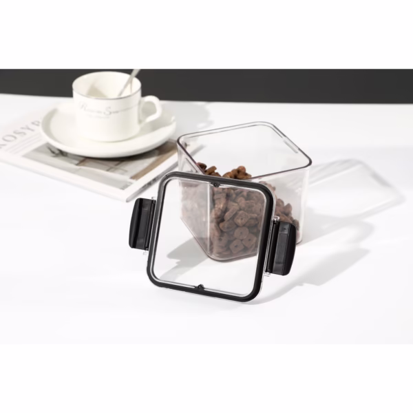 Recipient din Plastic, Flippy, pentru Alimente/Obiecte, Inchidere Ermetica, 10.2 x 9.8 cm, 700 ml, Transparent - imagine 2