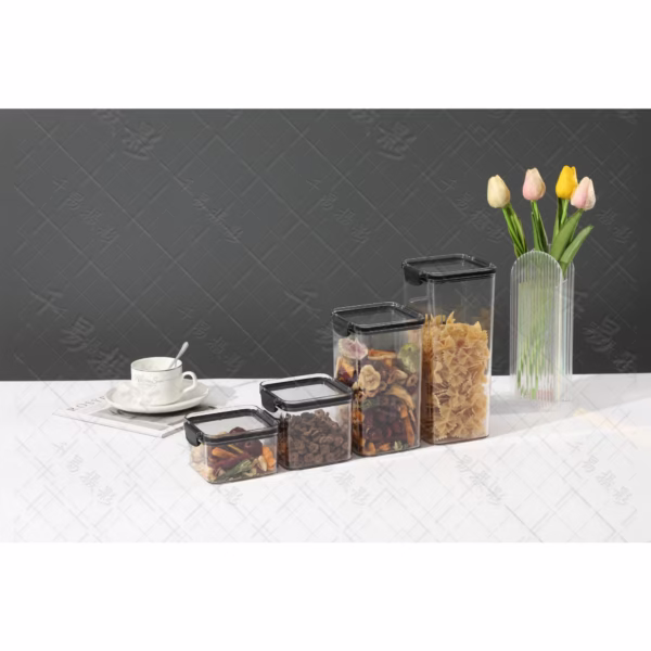 Recipient din Plastic, Flippy, pentru Alimente/Obiecte, Inchidere Ermetica, 10.2 x 9.8 cm, 700 ml, Transparent - imagine 3