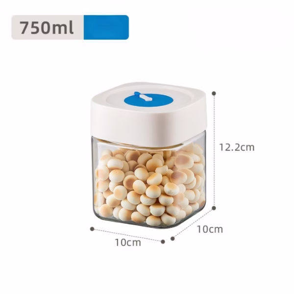 Borcan din Sticla de Inalta Calitate, Flippy, Capac Ermetic, Uz Casnic, Depozitarea Condimentelor sau a Alimentelor Umede si Uscate, 750 mL, 10x10x12.2 cm, Alb - imagine 2