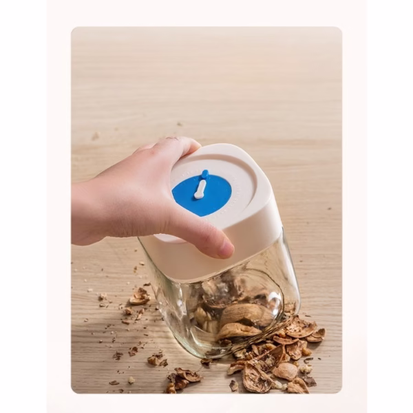Borcan din Sticla de Inalta Calitate, Flippy, Capac Ermetic, Uz Casnic, Depozitarea Condimentelor sau a Alimentelor Umede si Uscate, 750 mL, 10x10x12.2 cm, Alb - imagine 3
