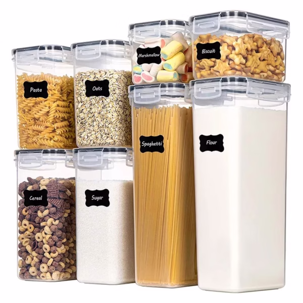 8-piece-food-storage-box-set-main-67418862adfa4 Cutii de depozitare alimente, Flippy, Set din 8 Cutii pentru Condimente, Cereale, Cutii pentru Bucatarie, din Plastic PP, Cutii Alimentare, Diferite Dimensiuni, Transparente - imagine 1