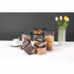 Set 8 Recipiente din Plastic, Flippy, pentru Alimente/Obiecte, Inchidere Ermetica, 2 x 460 ml, 3 x 700 ml, 2 x 1300 ml, 1 x 1800 ml, Transparent - imagine 2