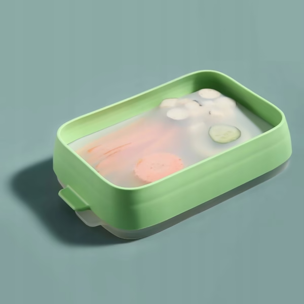 Recipient de Depozitare Alimente, Flippy, Etans, pentru Frigider, din Plastic, Mentinere Proaspata, Reutilizabil, Rezistent la Temperaturi Extreme, 22x14.7x5 cm, Verde - imagine 83