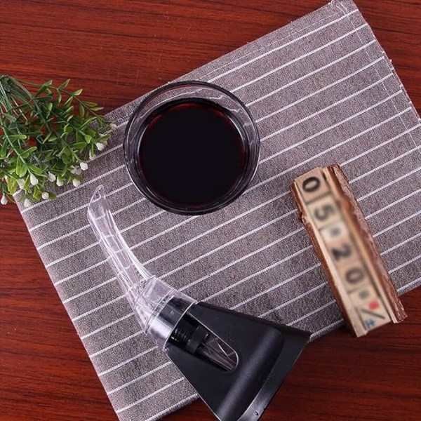 Aerator cu Turnator de Vin 2in1, Flippy, Decantare, Anti-Picurare, Fara Scurgere, 18x10x8cm, Negru - imagine 10