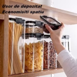 Set 4 Recipiente Depozitare Alimente,  Flippy, pentru Organizare Bucatarie, cu Inchidere Ermetica, Transparent, Plastic fara BPA, Compatibile cu Masina de Spalat Vase, Diferite Dimensiuni, 350 ml, 1300 ml, 2700 ml, 4600 ml - imagine 12