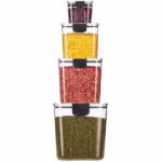 Set 4 Recipiente Depozitare Alimente,  Flippy, pentru Organizare Bucatarie, cu Inchidere Ermetica, Transparent, Plastic fara BPA, Compatibile cu Masina de Spalat Vase, Diferite Dimensiuni, 350 ml, 1300 ml, 2700 ml, 4600 ml - imagine 7
