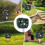 Aparat Solar LED cu Ultrasunete, Flippy, Repelent pentru Animale Mari si Mici, Lumina Rosie si Alba, Anti Rozatoare, Anti Insecte, 15 x 14 x 24 cm, Verde - imagine 8