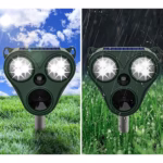 Aparat Solar LED cu Ultrasunete, Flippy, Repelent pentru Animale Mari si Mici, Lumina Rosie si Alba, Anti Rozatoare, Anti Insecte, Frecventa 13.5KHZ-65 KHZ, Senzor PIR, 13 x 14.7 x 24.5 cm, Verde - imagine 5