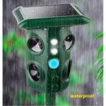 Aparat Solar LED cu Ultrasunete, Flippy, Repelent pentru Animale Mari si Mici, Lumina Rosie si Alba, Anti Rozatoare, Anti Insecte, Frecventa 13.5KHZ-45.5KHZ, Senzor PIR, 15.5 x 15.4 x 26.2 cm, Verde - imagine 4