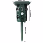 Aparat Solar LED cu Ultrasunete, Flippy, Repelent pentru Animale Mari si Mici, Lumina Rosie si Alba, Anti Rozatoare, Anti Insecte, Frecventa 13.5KHZ-45.5KHZ, Senzor PIR, 15.5 x 15.4 x 26.2 cm, Verde - imagine 7