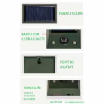 Aparat Solar LED cu Ultrasunete, Flippy, Repelent pentru Animale Mari si Mici, Lumina Rosie si Alba, Anti Rozatoare, Anti Insecte, Frecventa 9-36.5KHZ, 12 X 6.5 cm, Verde - imagine 6