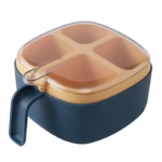 Recipient pentru condimente Flippy, 4 casute, potrivit pentru sare, cimbru, piper, condimente, 4 lingurite din plastic, capac din plastic, maner, 14x14x8 cm, albastru - imagine 8
