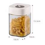 Borcan din Sticla de Inalta Calitate, Flippy, Capac Ermetic, Uz Casnic, Depozitarea Condimentelor sau a Alimentelor Umede si Uscate, 1000 mL, 10x10x15.5 cm, Alb
