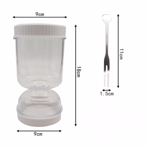 Borcan pentru Muraturi, Flippy, cu Separator pentru Lichide, Ermetic, Termorezistent, Tip Clepsidra, 2 Furculite Incluse, ABS, Alb, 18x9x9 cm - imagine 5