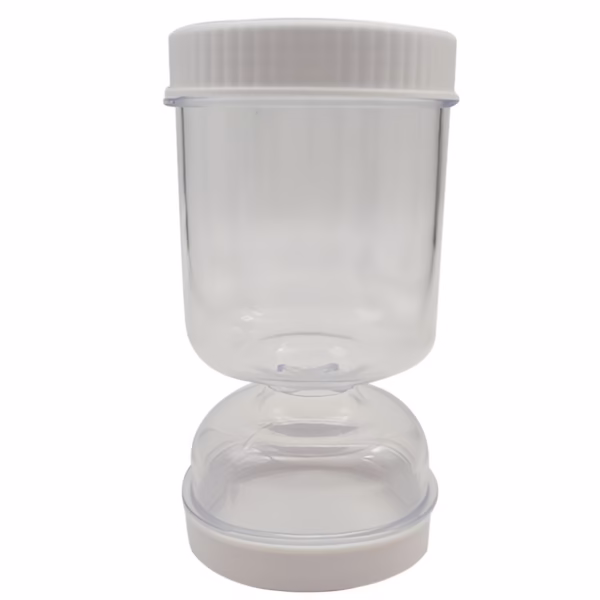 Borcan pentru Muraturi, Flippy, cu Separator pentru Lichide, Ermetic, Termorezistent, Tip Clepsidra, 2 Furculite Incluse, ABS, Alb, 18x9x9 cm - imagine 1