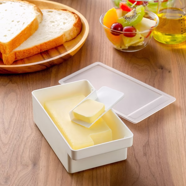 Cutie de Unt, Flippy, cu Capac, Multifunctionala, cu Spatula Portionare, 15.9  x 8.8 x 4.9 cm, Alb - imagine 6