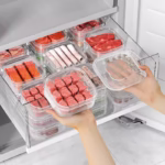 Caserola Alimentara, Flippy, Cutie pentru Pastrare a Alimentelor, Cutie Depozitare pentru Frigider, Sigilata Dreptunghiulara, din Plastic, 12 x 12 x 4.5 cm, 350ml, Transparent - imagine 3