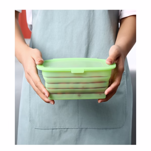 Caserola din Silicon, Flippy, Pliabila, 1L, 18.8 x 8 x 11.5 cm, Rezistenta Temperaturi Extreme, Verde - imagine 5