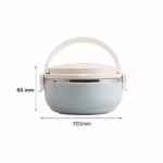 Caserola pentru alimente Flippy, lunch box, 700 ml, otel inoxidabil, maner, valva aerisire, inchidere etansa, 15 x 8.5 cm, albastru - imagine 7