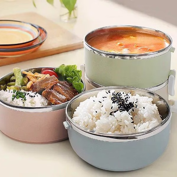 Caserola pentru alimente Flippy, lunch box, 700 ml, otel inoxidabil, maner, valva aerisire, inchidere etansa, 15 x 8.5 cm, albastru - imagine 21