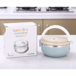 Caserola pentru alimente Flippy, lunch box, 700 ml, otel inoxidabil, maner, valva aerisire, inchidere etansa, 15 x 8.5 cm, albastru - imagine 10