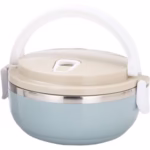 Caserola pentru alimente Flippy, lunch box, 700 ml, otel inoxidabil, maner, valva aerisire, inchidere etansa, 15 x 8.5 cm, albastru - imagine 13