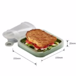 Caserola pentru sandwich Flippy, din silicon si polipropilena, portabil, usor de curatat, capac anti-scurgere, reutilizabil, 15.5 x 15.5 x 2.5 cm, verde - imagine 22